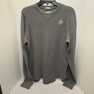 Abercrombie& Fitch AF Muscle Thermal Shirt XL Crew Gray Waffle Long Sleeve
